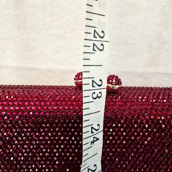 Red Gem Evening Bag 2 Different Length Chains & Extra Gems NWOT Fits Cell Phone - Picture 11 of 16